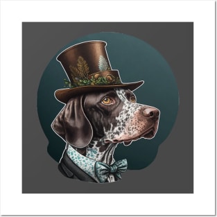 German shorthaired pointer with top hat Posters and Art